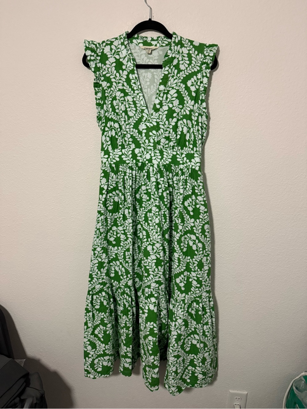 Boden Green and White Floral Maxi Dress